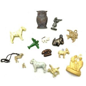 Vintage Mixed Lot of Cracker Jack Bubble Gum Machine Prizes Charms Toys Rare HTF